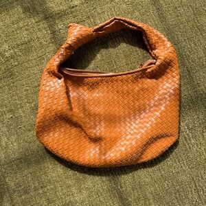 Anthropologie Melie Bianco Woven Brigette Hobo Bag in Tan Vegan Leather